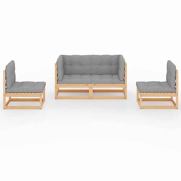 4-tlg. Garten-lounge-set Mit Kissen Kiefer Massivholz günstig online kaufen