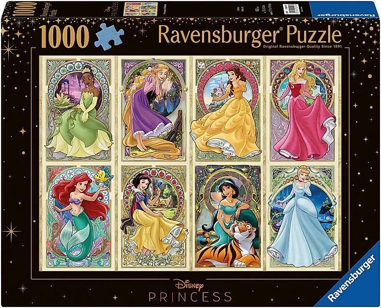 Ravensburger Puzzle Disney Princess, Nouveau Art Prinzessinnen, 1000 Puzzle günstig online kaufen