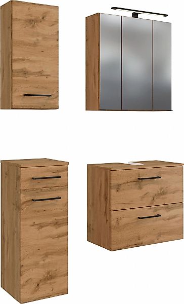 welltime Badmöbel-Set "Chicago" Spiegelschrank, Unterbeckenschrank, Hängesc günstig online kaufen