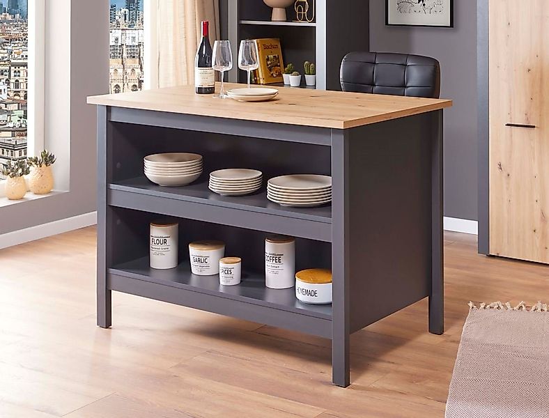 Inter Link Küchentisch Julina, moderne Kücheninsel mit kratzfester Arbeitsp günstig online kaufen