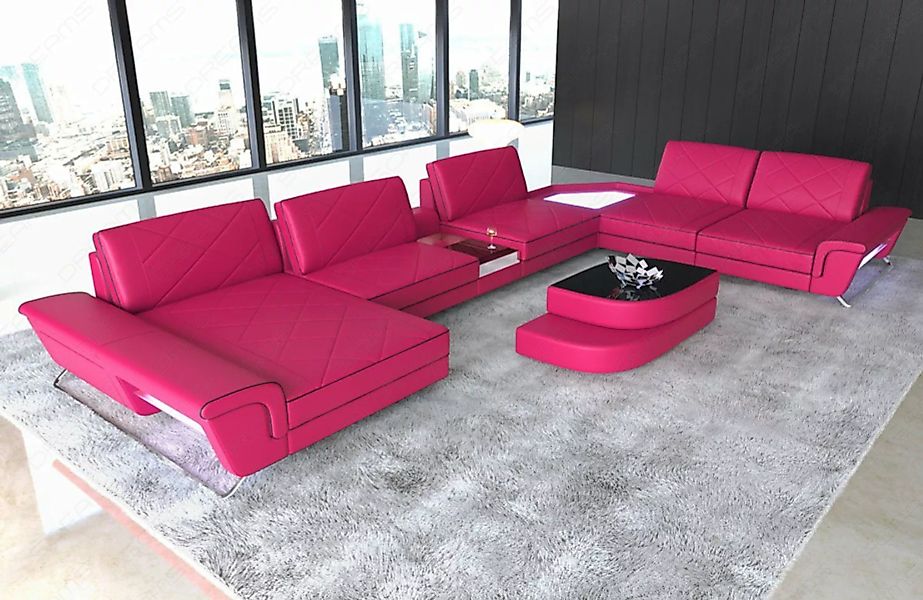 Sofa Dreams Wohnlandschaft Ledersofa Couch Ferrara XXL Leder Sofa mit, USB, günstig online kaufen