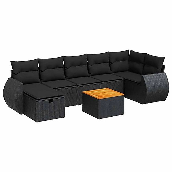 vidaXL 8-Tlg Garten-Sofagarnitur mit Kissen Schwarz Poly Rattan 3325849 günstig online kaufen