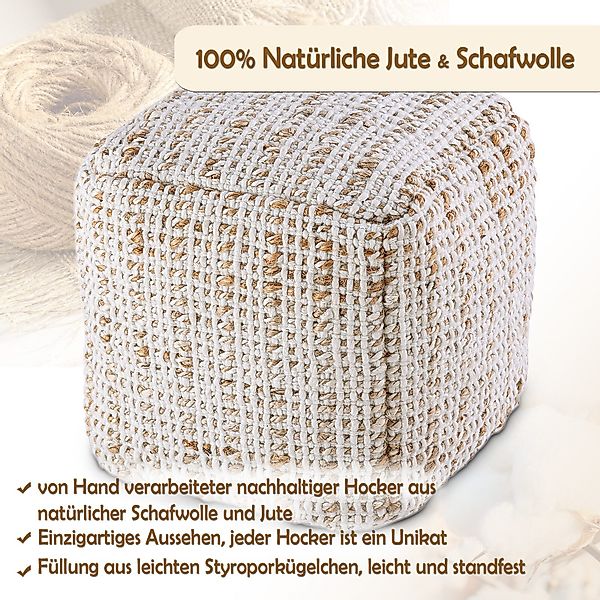 Amagohome Sitzhocker Sitzhocker Sitzpouf Jute Bodenkissen günstig online kaufen