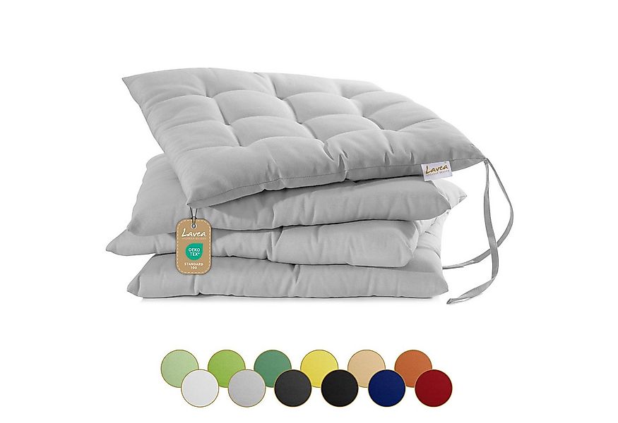 Lavea Stuhlkissen MONACO, Sitzkissen 4er Set – 40x40 cm, mit Stoffbändern, günstig online kaufen