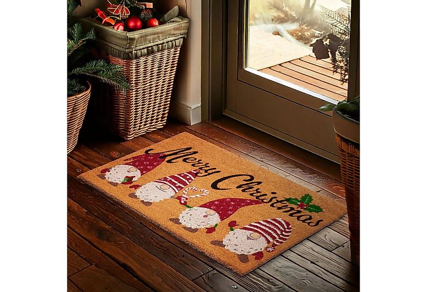 BRUBAKER Fußmatte Merry Christmas - 45 x 75 cm Schmutzfangmatte mit Wichtel günstig online kaufen