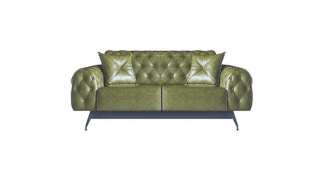 JVmoebel 2-Sitzer Ledersofa 2-Sitzer Sofa Grün Polster Klassisch Kissen Che günstig online kaufen