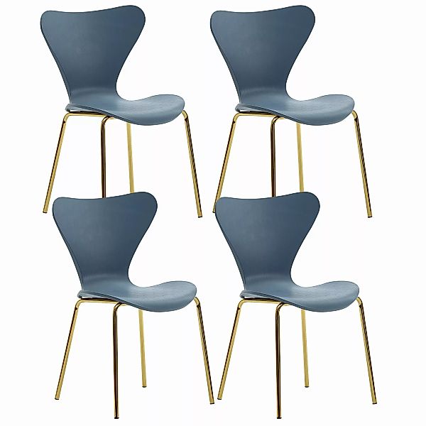 Design Esszimmerstuhl 4er Set Blau Kunststoff mit goldenen Metallbeinen | K günstig online kaufen