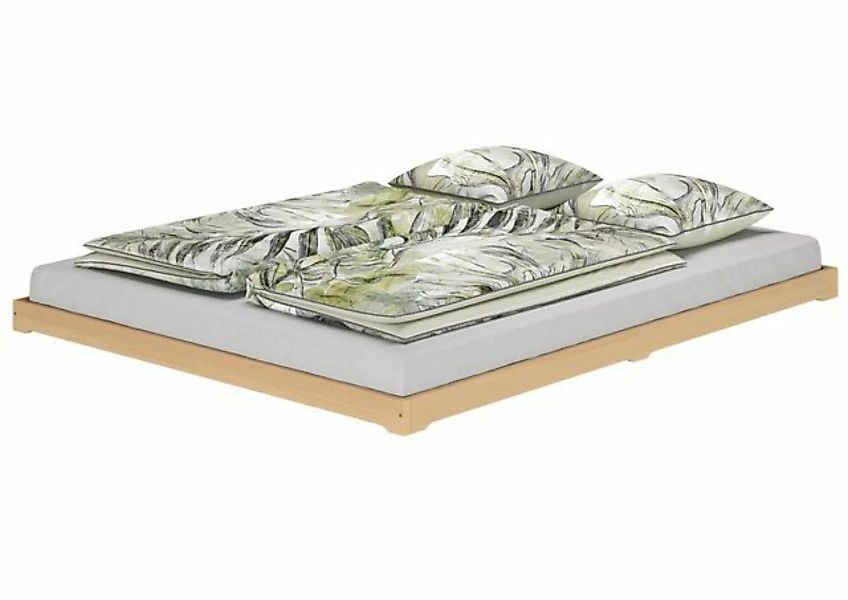 ERST-HOLZ Bett Breites Bodenbett Doppelbett Buche massiv 200x200, Buchefarb günstig online kaufen