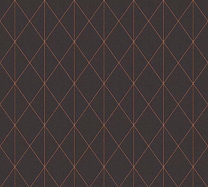 Bricoflor Tapete in Schwarz Gold Geometrische Vliestapete mit Rauten Muster günstig online kaufen