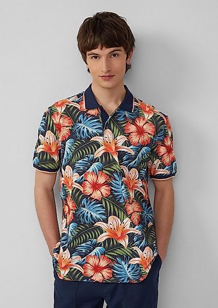 s.Oliver Kurzarmshirt Poloshirt aus Baumwolle mit All-over-Print günstig online kaufen