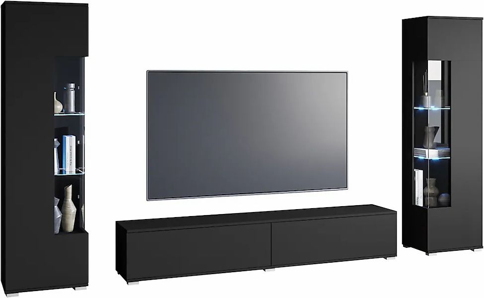 INOSIGN Wohnwand "Kenia, Vitrine Türanschlag links/rechts wechselbar", (3 S günstig online kaufen