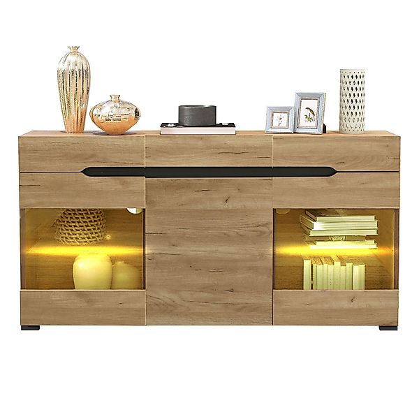 Merax Sideboard Wildeiche Farbe mit LED, günstig online kaufen