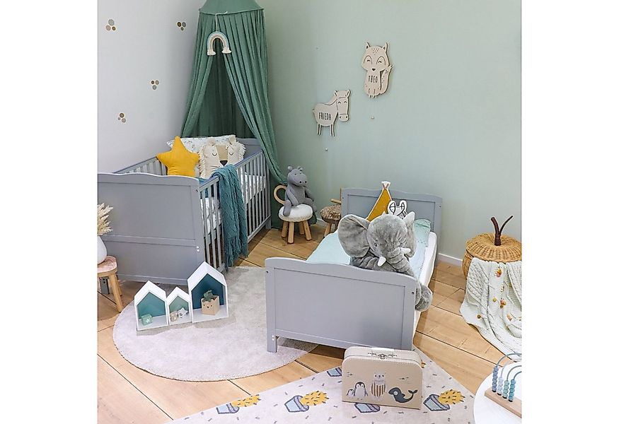 Puckdaddy GmbH Babybett Mika (140x70cm) in Grau, umbaubar zum Kinderbett günstig online kaufen