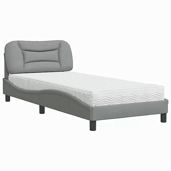 vidaXL Bett Bett mit Matratze Hellgrau 90x190 cm Stoff günstig online kaufen