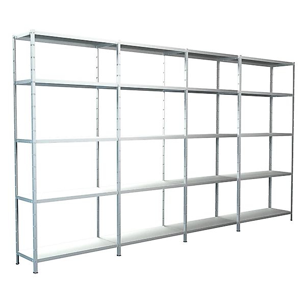 Schulte Steck-Grund- und 3 x Anbauregale 200 cm x 380 cm x 35 cm Weiß günstig online kaufen
