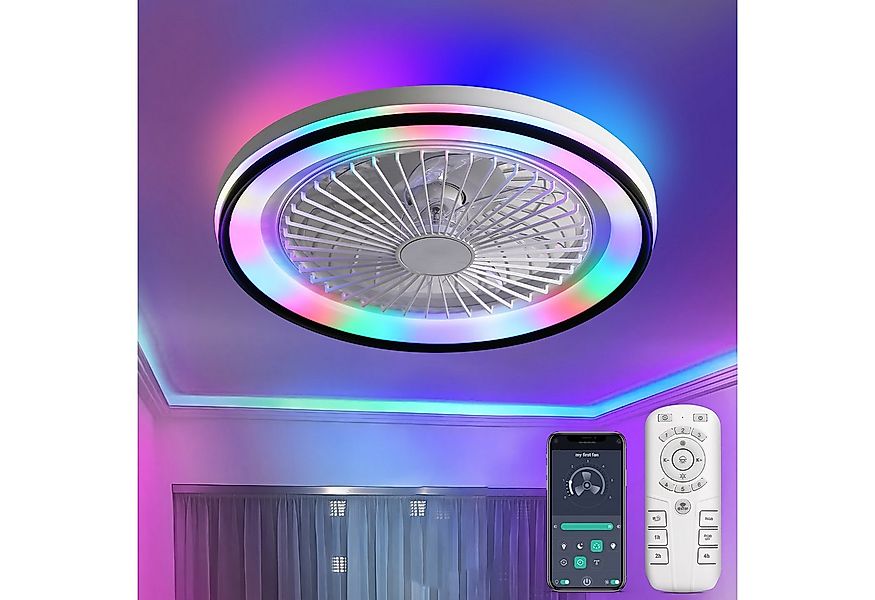Sofucor Deckenventilator mit RGB Licht, DC, 48,26 cm, 7 ABS-Flügel, Fernbed günstig online kaufen