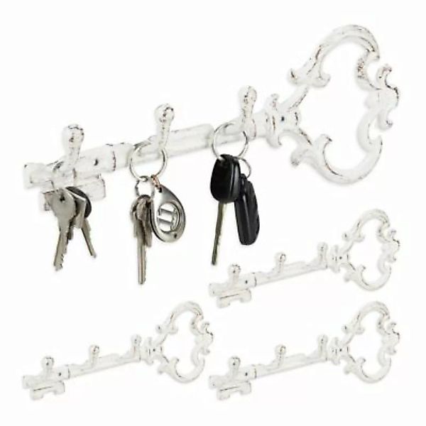 relaxdays 4 x Schlüsselbrett Vintage weiß günstig online kaufen