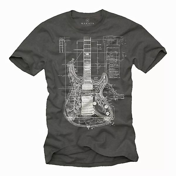 MAKAYA Print-Shirt mit Gitarrenmotiv Herren Musik Geschenke Gitarrenspieler günstig online kaufen