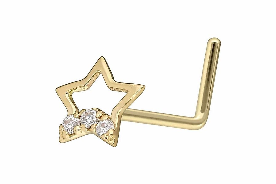 PIERCINGLINE Nasenpiercing 14/18 Karat Gold Nasenstecker L-Form 3 MOISSANIT günstig online kaufen