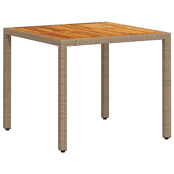 vidaXL Gartentisch Beige 90x90x75 cm Poly Rattan Akazienholz 368124 günstig online kaufen