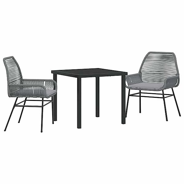 vidaXL Garten Essgruppe 3-Tlg Grau Poly Rattan 3380883 günstig online kaufen