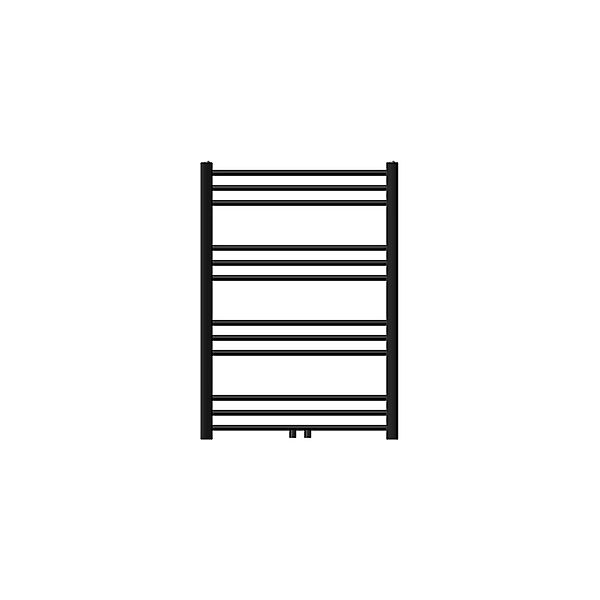 LuxeBath Badheizkörper Sahara 750x800 mm Schwarz Matt Gebogen Mittelanschlu günstig online kaufen