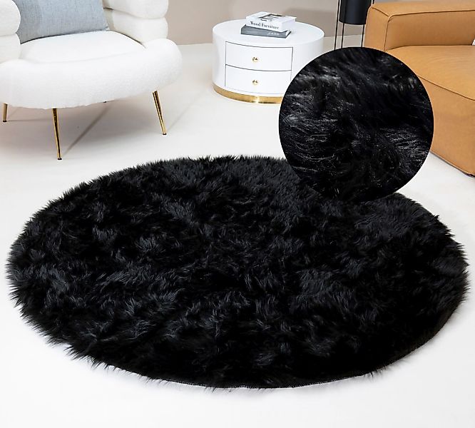 my home Fellteppich "Dena, Hochflor Teppiche" rund 60 mm Höhe Kunstfell, we günstig online kaufen