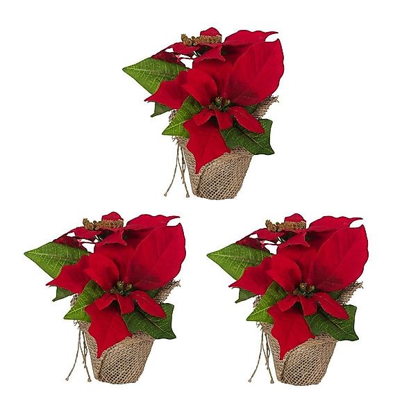 Winterliche Kunstpflanze 3 Stk. Weihnachtsstern Künstlich günstig online kaufen
