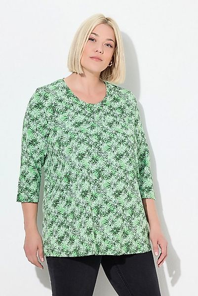 Ulla Popken T-Shirt Shirt Blüten A-Linie Rundhals 3/4-Arm günstig online kaufen