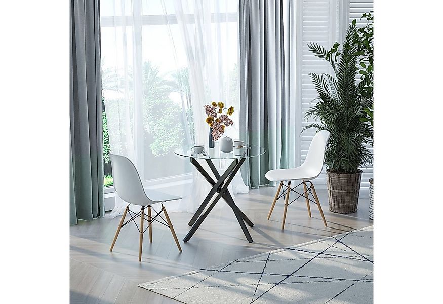 HOMCOM Beistelltisch runder Couchtisch mit Sicherheitsglas (Glastisch, 1-St günstig online kaufen