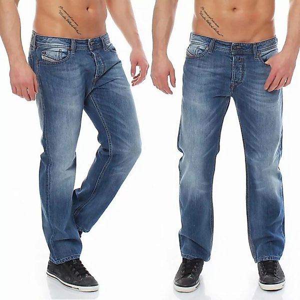 Diesel Regular-fit-Jeans Herren Waykee 0RB04 Blau, 5-Pocket-Style, Dezenter günstig online kaufen