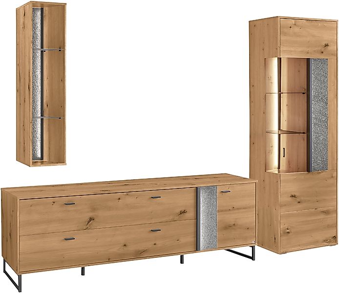 set one by Musterring TV-Wand »Deltona« 3 Stk. tlg. Zierelemente aus Sandst günstig online kaufen