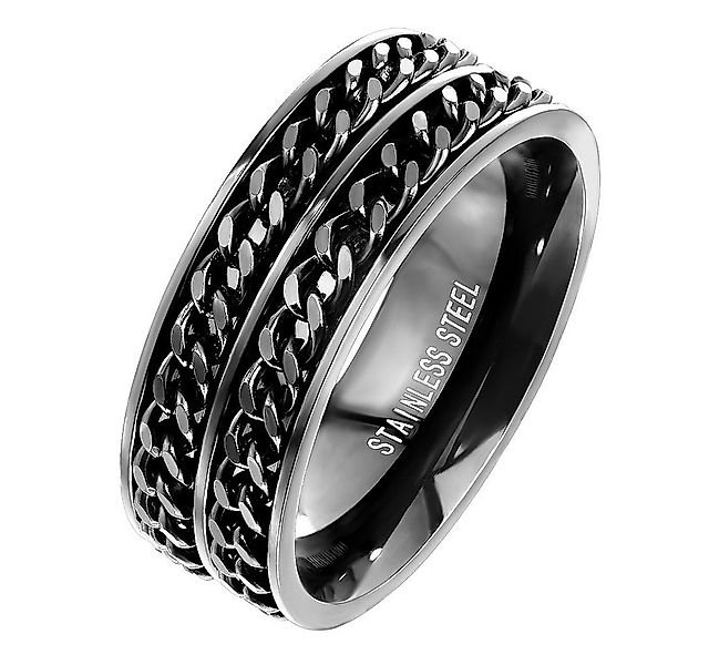 Taffstyle Fingerring Spinner Ring Herren Biker Doppelketten Schwarz, Edelst günstig online kaufen