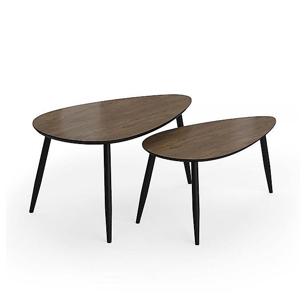 Vicco Couchtisch Veyo, Walnuss/Schwarz, 98 x 60 cm Set, 2 Teile (2-St) günstig online kaufen
