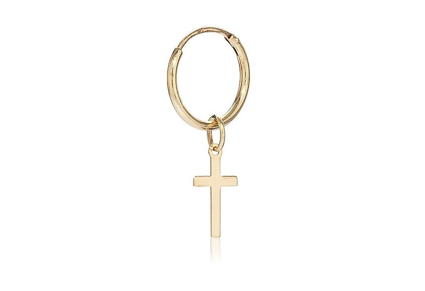 NKlaus Single-Creole Einzel 10mm Gothic Creolen mit Kreuz 333 Gelb Gold günstig online kaufen