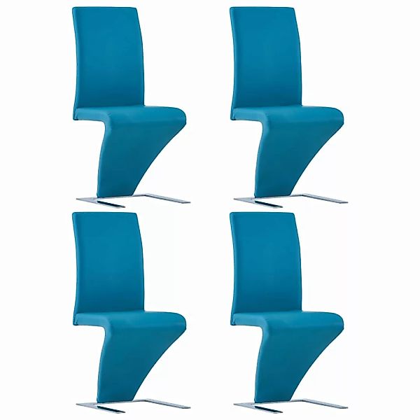 Esszimmerstühle In Zick-zack-form 4 Stk. Blau Kunstleder günstig online kaufen