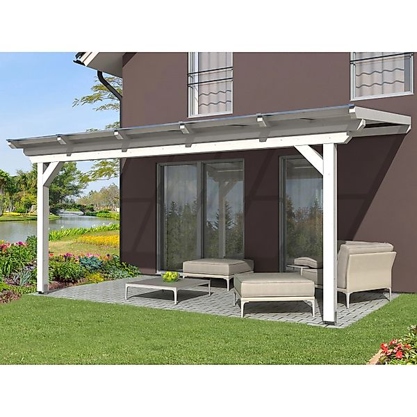 Skan Holz Terrassenüberdachung Ancona 541 x 250 cm Leimholz Weiß günstig online kaufen