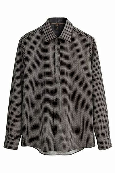 Next Langarmhemd Bedrucktes Hemd mit Besatz im Slim Fit (1-tlg) günstig online kaufen