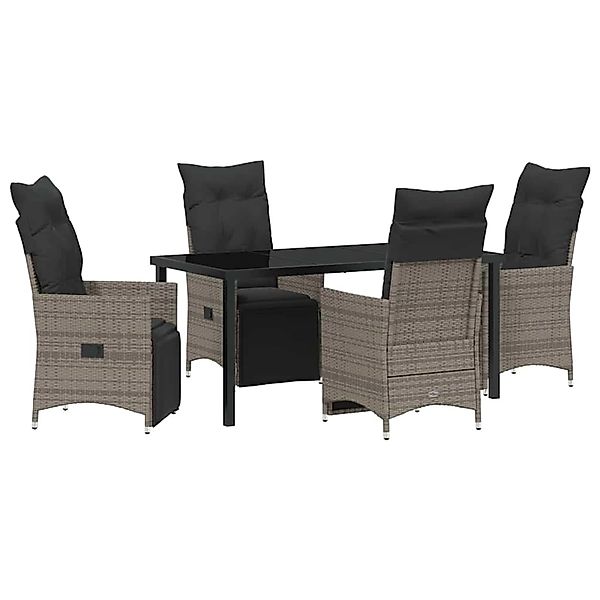 vidaXL Garten Essgruppe mit Kissen 5-Tlg Grau Poly Rattan 3379579 günstig online kaufen