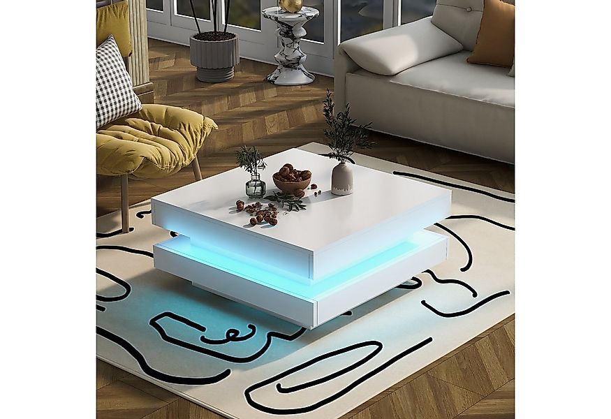 STILVORA Couchtisch mit LED-Beleuchtung,quadratischer Wohnzimmertisch Sofat günstig online kaufen