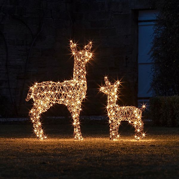 Studley Rattan LED Rentiere Mutter und Kind Weihnachtsfiguren außen günstig online kaufen
