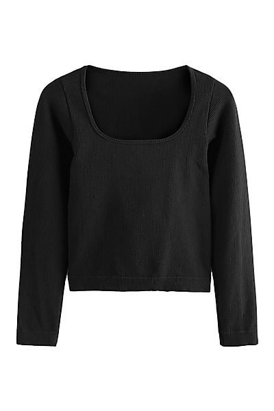 Next Langarmshirt Geripptes Langarmtop mit tiefem günstig online kaufen