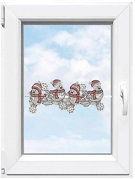 Stickereien Plauen Scheibengardine Wintervögel, Stangendurchzug (1 günstig online kaufen