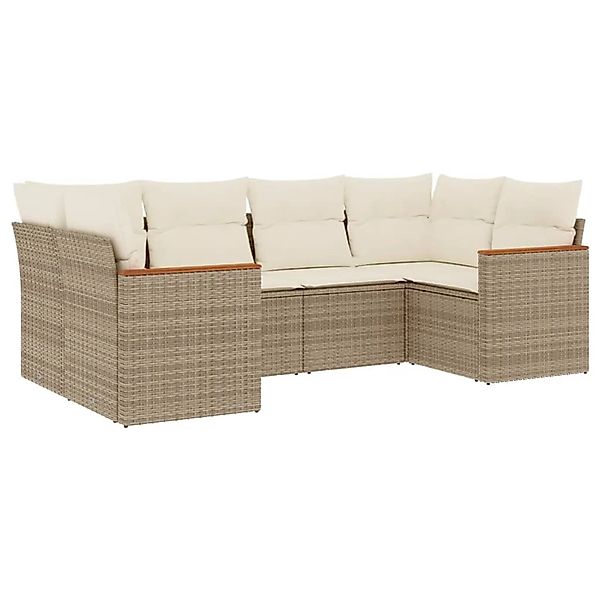 vidaXL 6-Tlg Garten-Sofagarnitur mit Kissen Beige Poly Rattan 3226261 günstig online kaufen