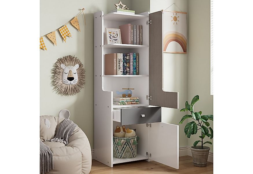 TavilaEcon Bücherregal mit L-förmigen Tür, zweifarbiger Schublade und Aufbe günstig online kaufen