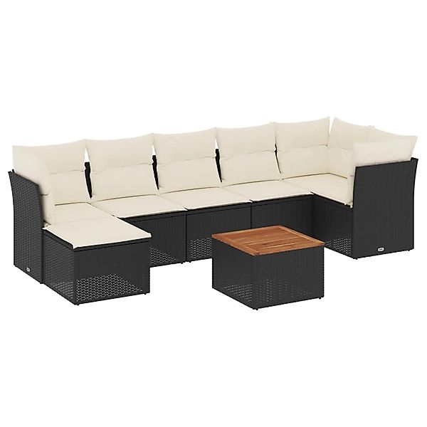vidaXL 8-Tlg Garten-Sofagarnitur mit Kissen Schwarz Poly Rattan 3223753 günstig online kaufen