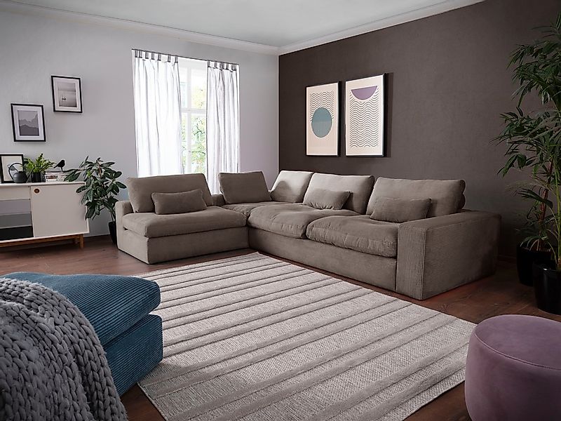 alina Ecksofa »Sandy« mit losen Sitz und Rückenkissen, in modernem Cordstof günstig online kaufen
