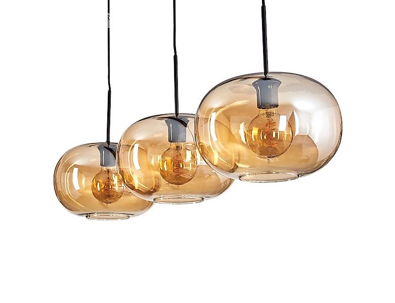 hofstein Hängeleuchte Hängelampe aus Metall/Glas in Schwarz/Bernsteinfarben günstig online kaufen