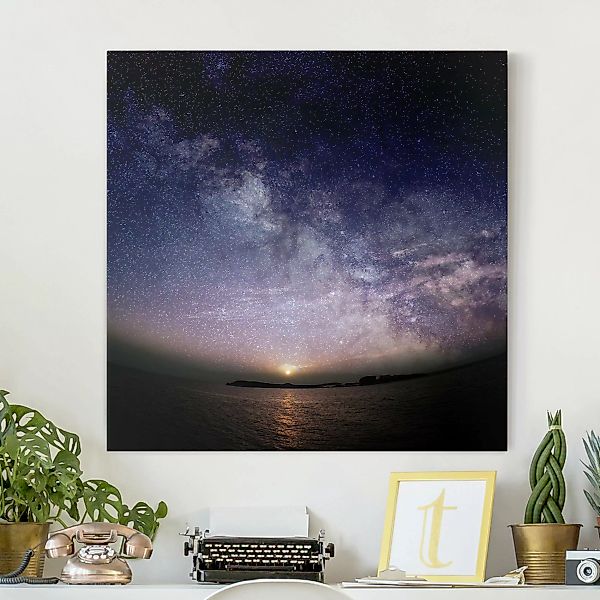 Leinwandbild Sonne und Sternenhimmel am Meer günstig online kaufen