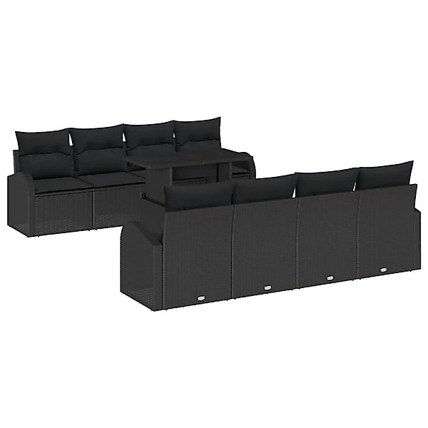 vidaXL Garten-Sofa-Set mit Kissen 7-Tlg Schwarz Poly Rattan 3348609 günstig online kaufen